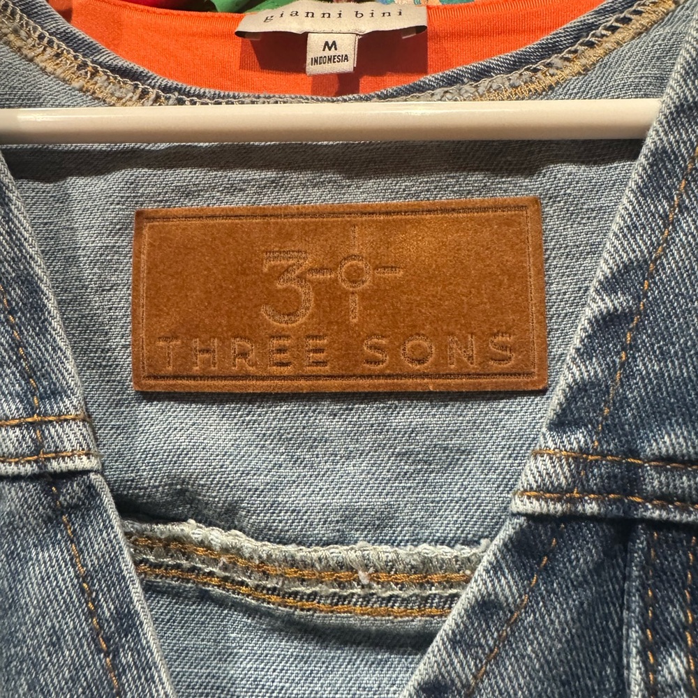 Three Sons Denim Jacket With Brown Patch - image 1